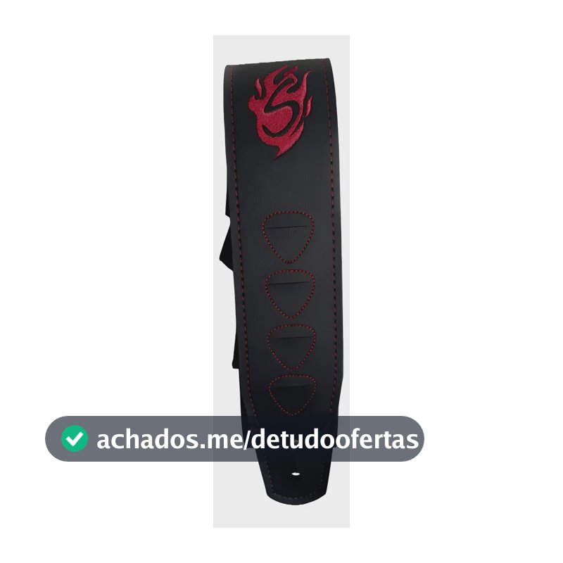 Correia Alça Solez Preta Com Porta Palheta Violão Guitarra