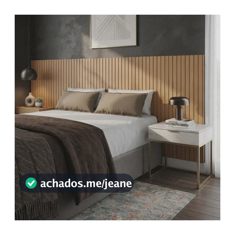 Cabeceira Ripada MDF 240cm Cama Casal Queen King Cor Amadeirado