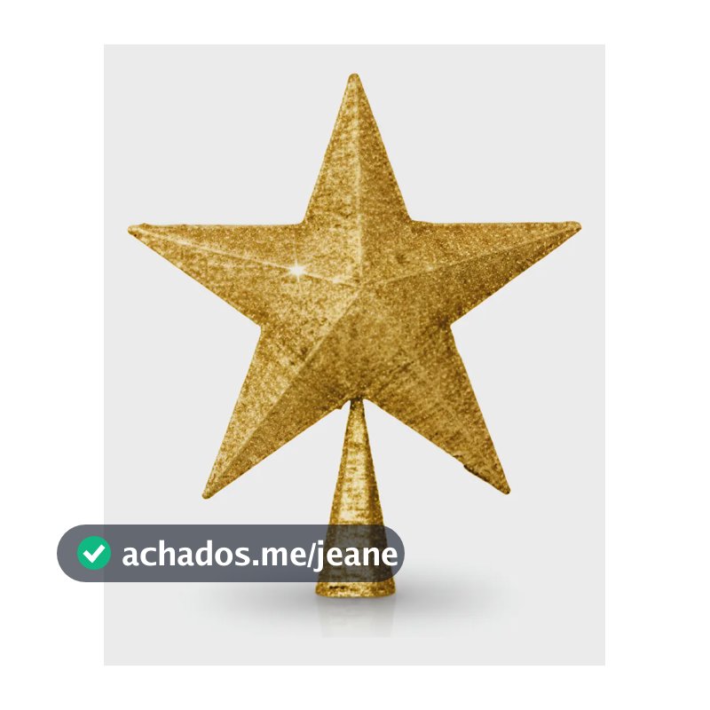 Estrela Ponteira Enfeite Luxo Dourada com Glitter Topo Árvore de Natal 25cm Decoração Natalina RACALA