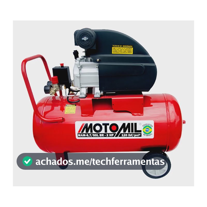 Compressor de ar elétrico portátil Motomil MAM-8,7/50BR 50L 2hp