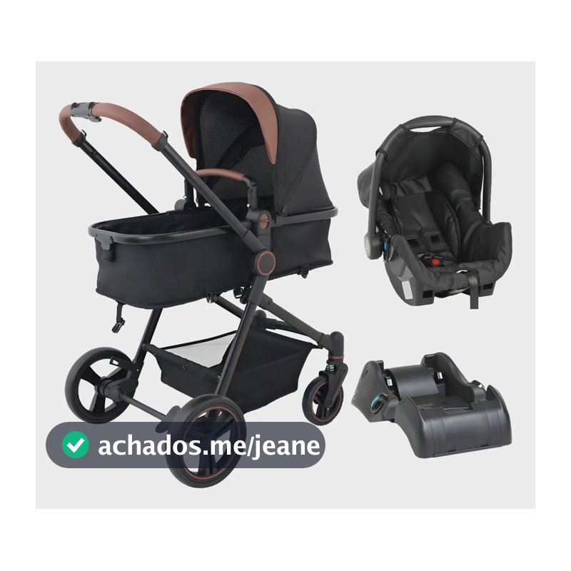 Carrinho Bebê Conforto Moisés Galzerano Ivy Travel System Pt Cor Preto Caramelo Chassi Preto Caramelo