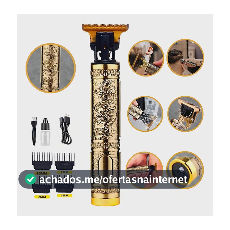 Máquina Cortar Cabelo Profissional Bivolt Sem Fio Aço Inox Coba Recarregável