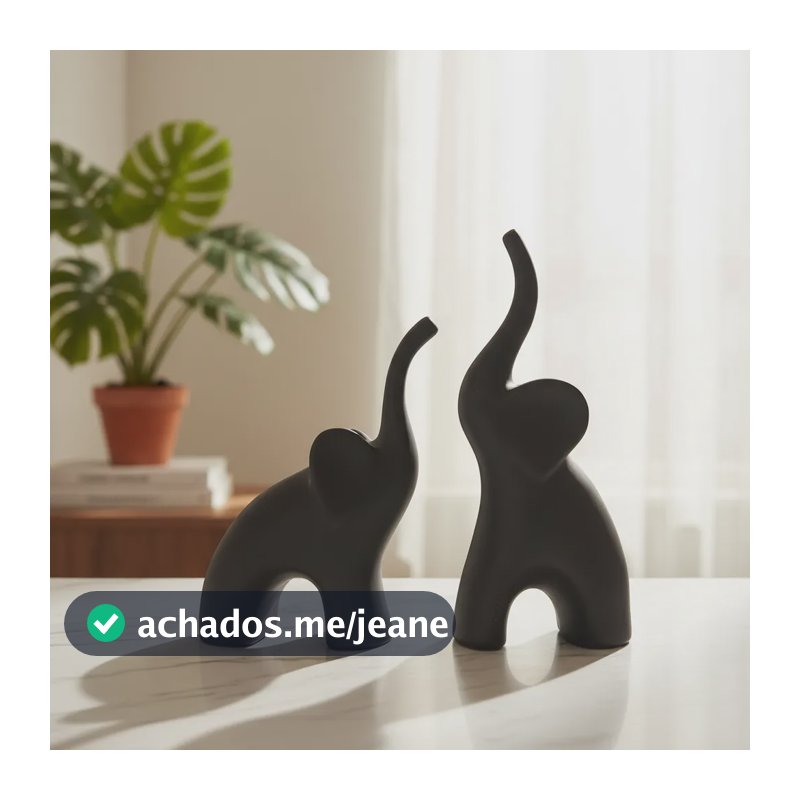 Escultura Elefantes Decorativo Minimalistas Presente De Luxo Preto