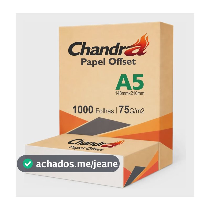 1000 Folhas Papel Offset Chandra 75g A5 Artesanato Branco