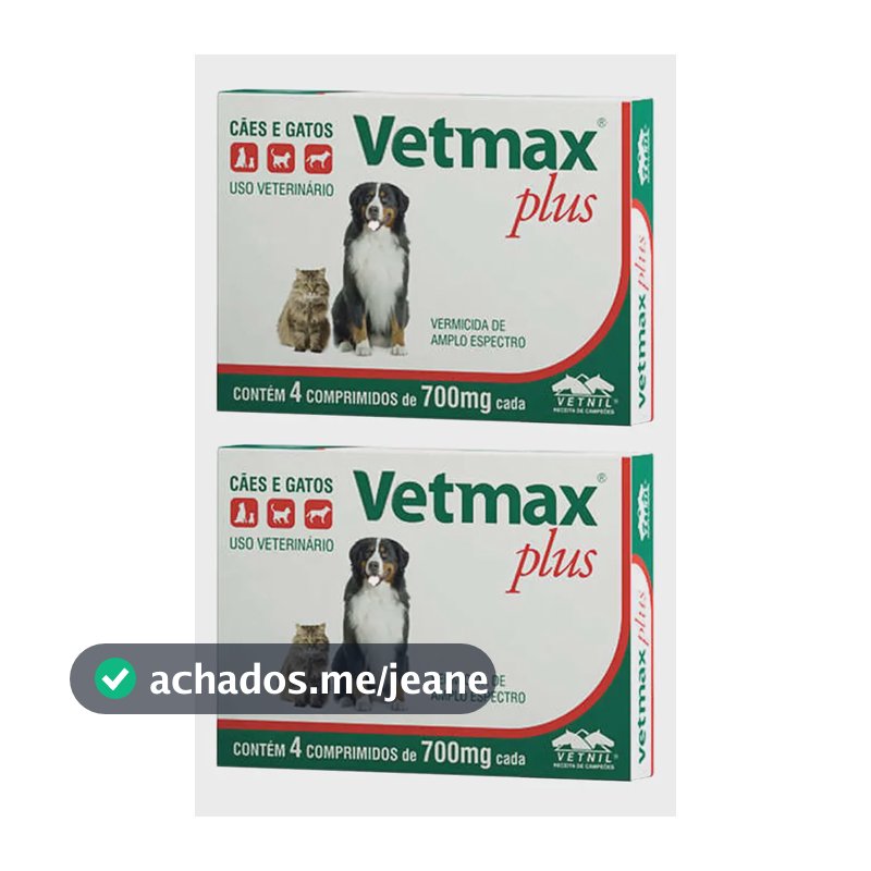 Vetmax Plus 700mg Vetnil 4 Comp. Cães E Gatos Kit Com 2