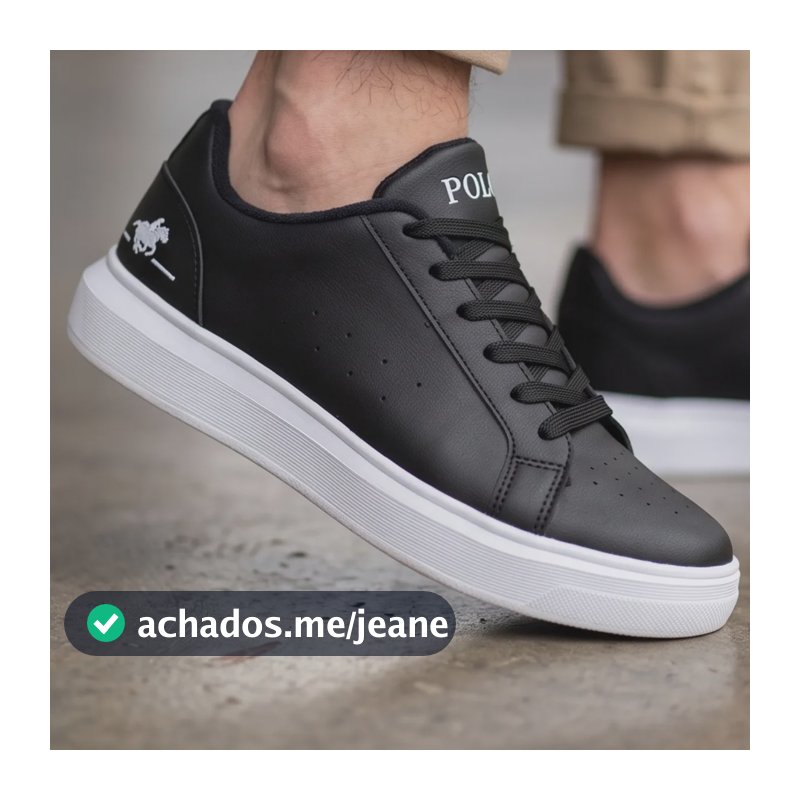 Tênis Polo Masculino Casual-social Urbano Couro Sintético. Preto 38 Br