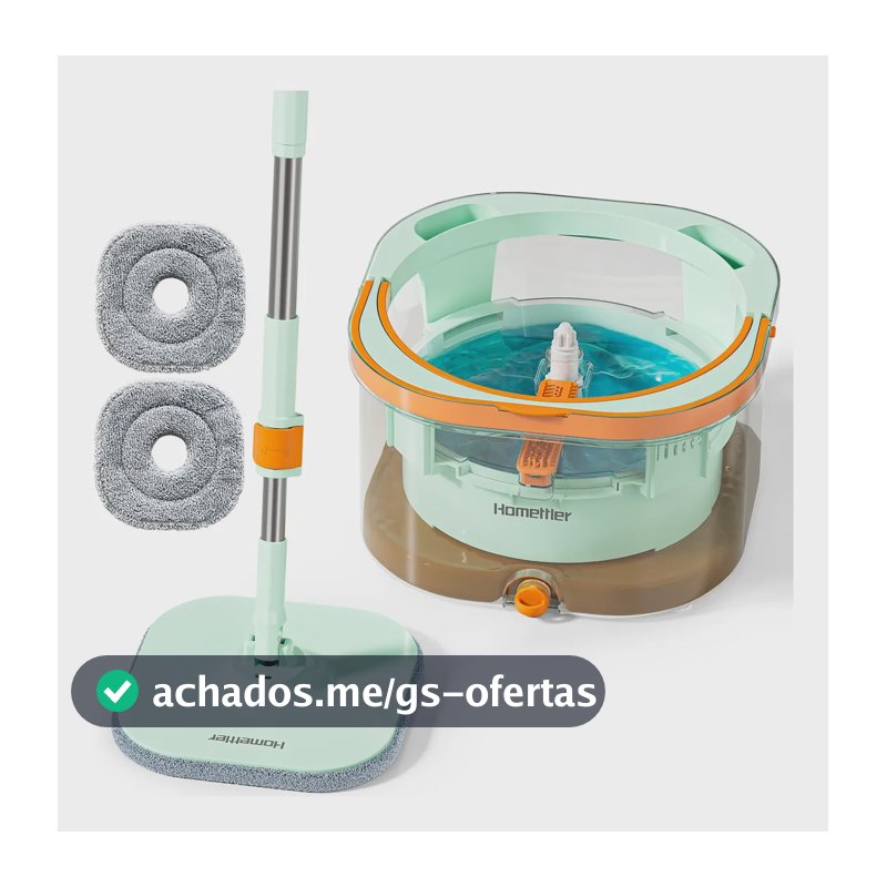 Esfregão Giratório Autolimpante Com Separação De Água Verde-claro