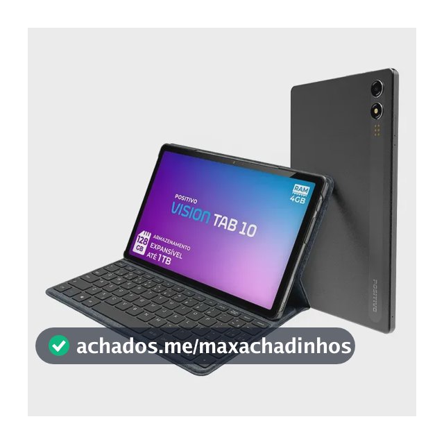Positivo Vision TAB10 T3010 4GB RAM 128GB SSD com Capa Teclado Octa-Core 5 13MP Bateria 6000mAh Tela 10.1“ HD Wifi AC e 4G Full Lamination - Preto