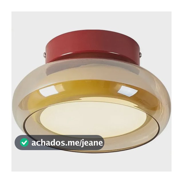 Luz De Teto Led Semi Embutida De Vidro Âmbar