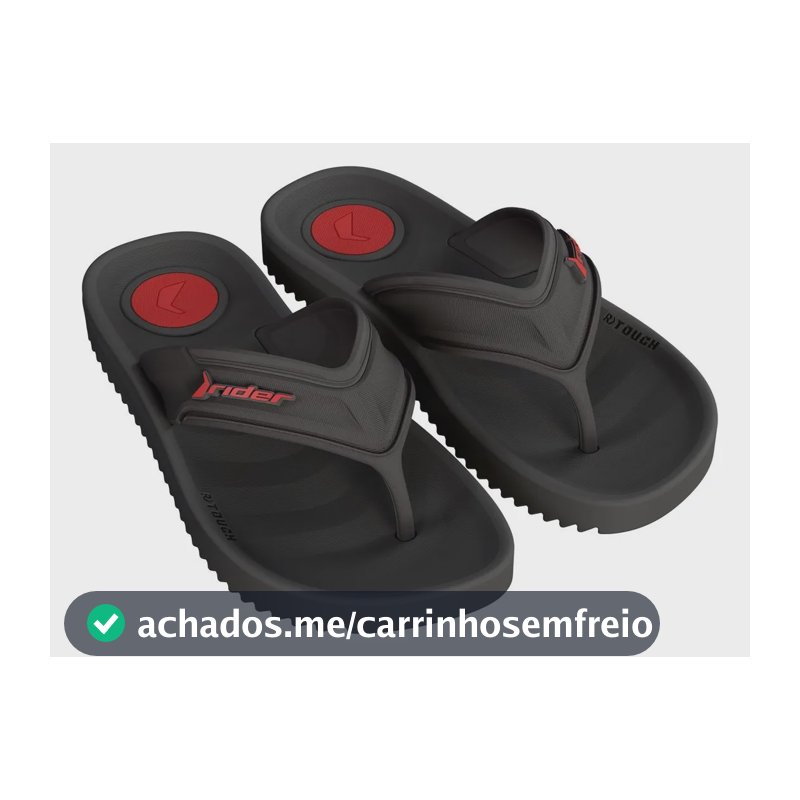Chinelo Rider Trace Masculino 12608 Preto/preto/vermelho Liso 39.40