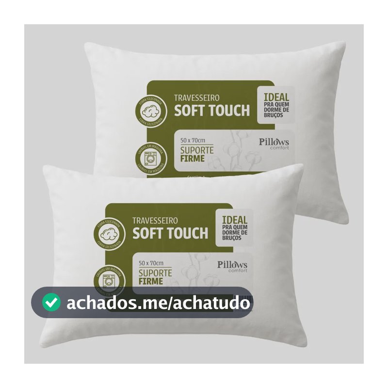 Kit 2 Travesseiros Antialérgico Soft Coton 50x70cm Branco