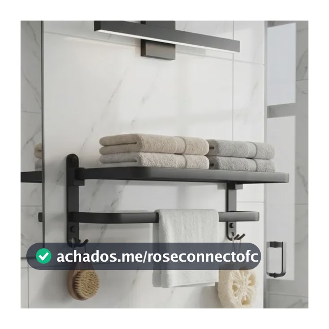 Suporte Porta Toalha Toalheiro Dobrável Banheiro Preto 47cm Preto