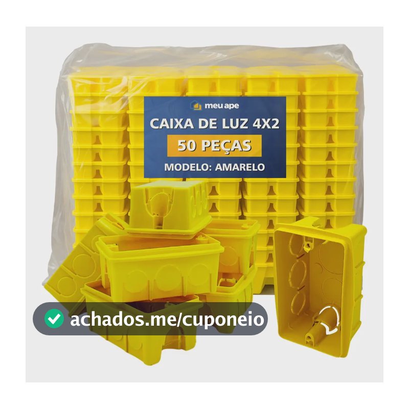 Kit 50 Caixas de Luz 4x2 Amarela Reforçada Tomada Interruptor Embutir Meu Ape Store