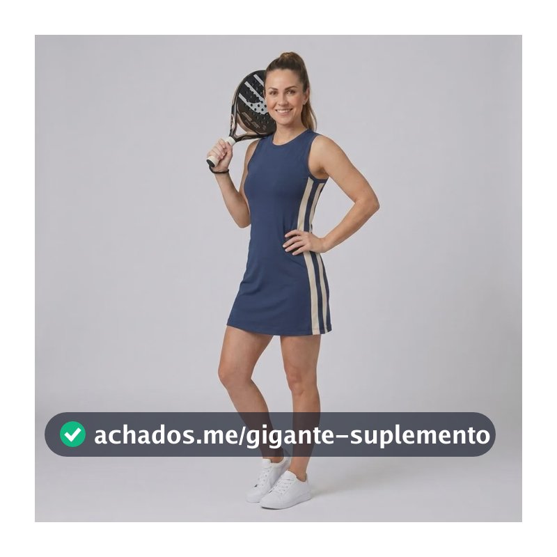 Vestido Fitness Padel-beach Tennis Esporte Soltinho Azul-marinho Canelado G