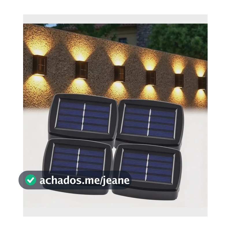 Kit 4 Arandela Lampada Solar Led Parede Jardim Externa Ip65 1.2v 2 Led-luz Quente