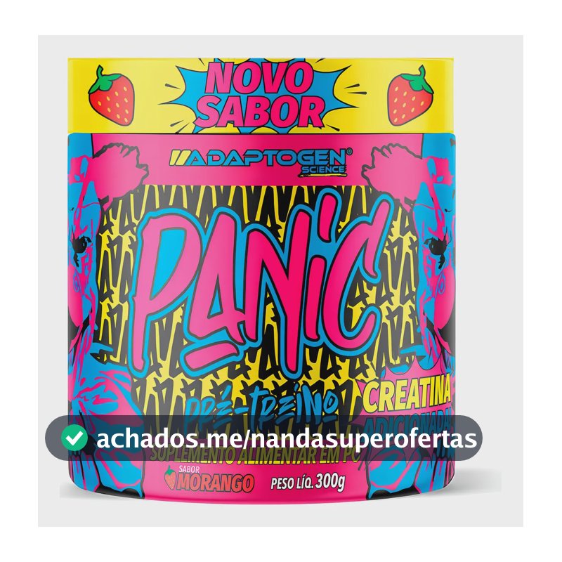 Suplemento Adaptogen Science Pré Treino Panic en pó sabor morango x 300g