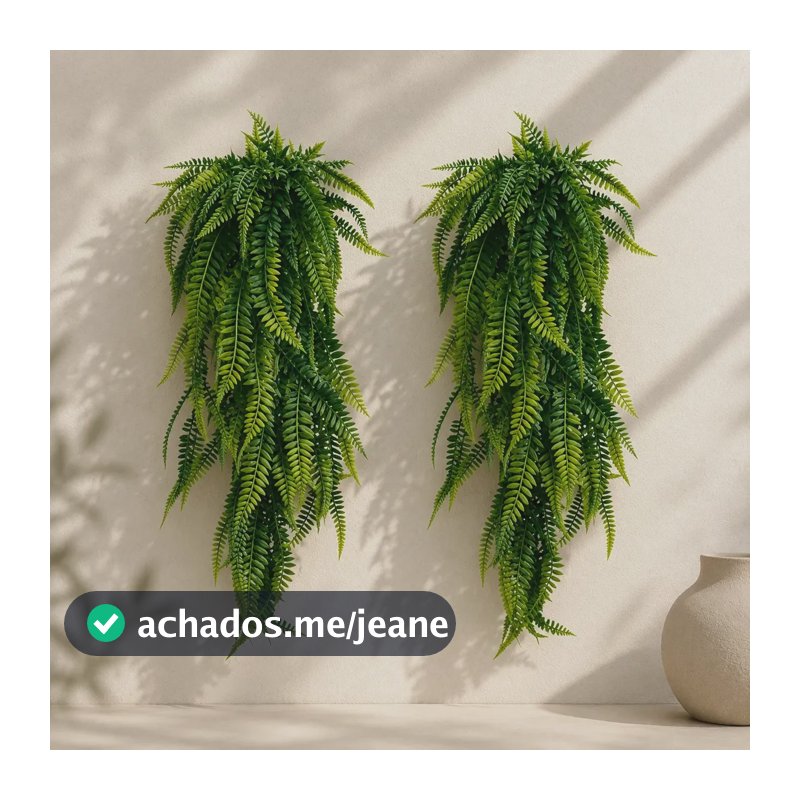 2 Pendentes De Samambaia Artificial Jardim Vertical Folhagem Planta Realista