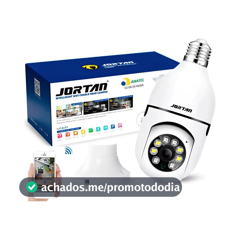 Câmera Lâmpada Segurança Inteligente Visão Noturna Hd Wifi Cor Branco