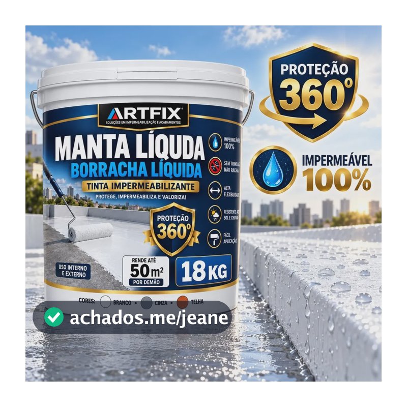 Manta Líquida Emborrachada Artfix 18kg Impermeabilizante Cinza Acetinado
