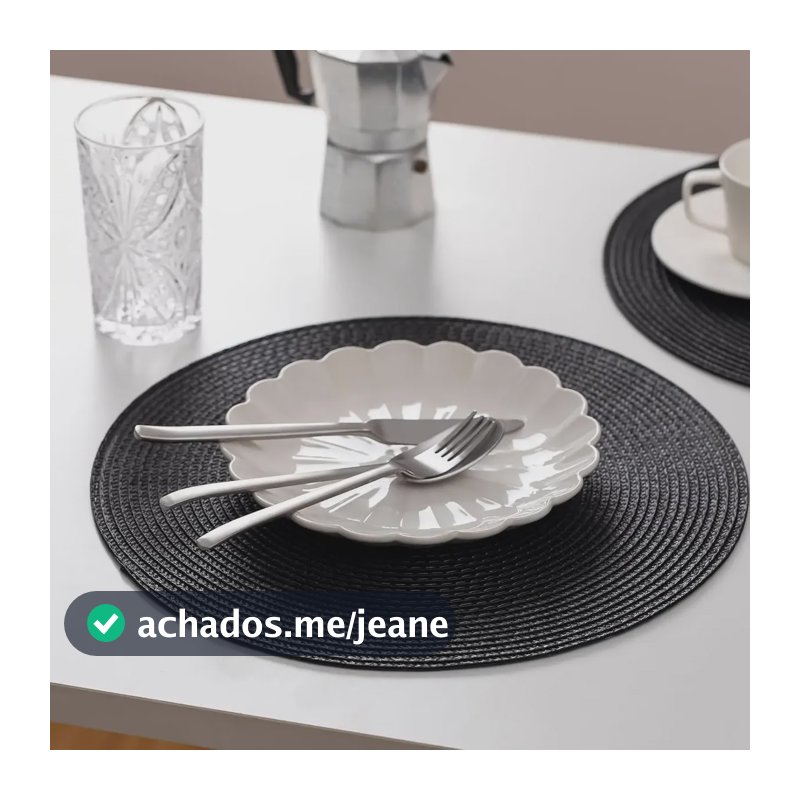 Kit 4 Jogo Americano Redondo Sousplat Cozinha Jantar Preto