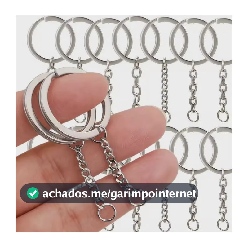 Chaveiro Argolas Italiana 25 Mm Com Corrente + Elo Brinde