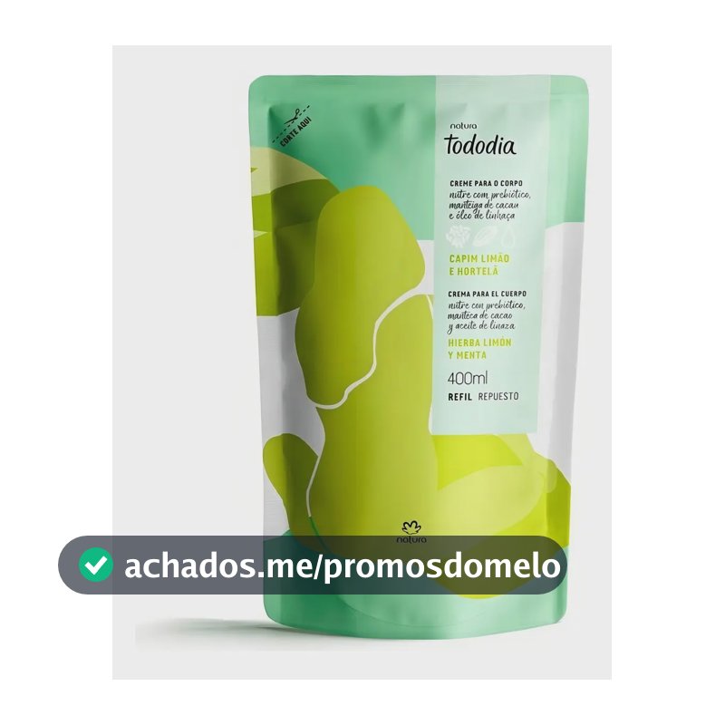 Refil Hidratante Para Corpo Natura Tododia Capim Limão E Hortelã 400ml