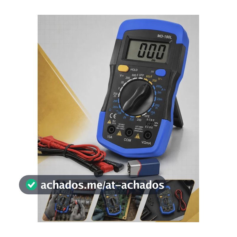 Multímetro Digital Profissional Lcd Iluminado Portátil Multifunções Ac Dc Bip Com Bateria