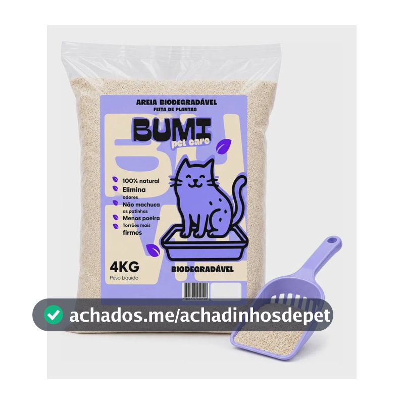 Areia Bumi Pet 4kg Mandioca Alta Absorção Anti Odor Gatos