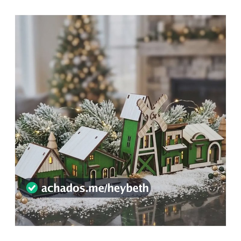 Vila De Natal Kit 5 Casinhas Miniatura Decoração Natalina