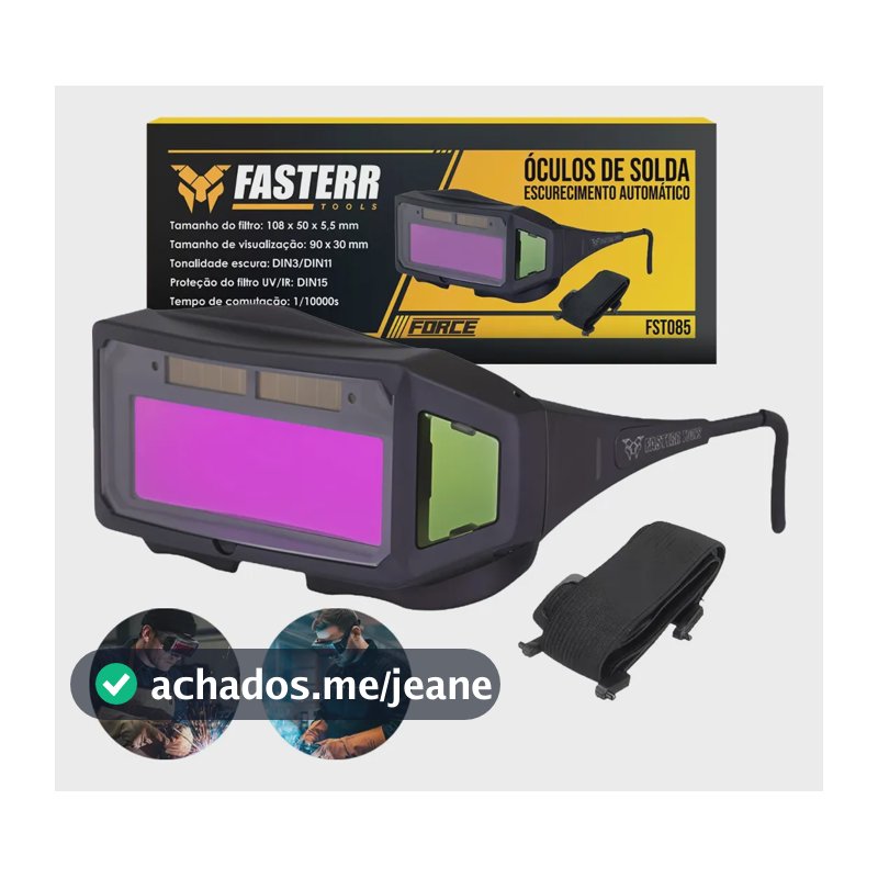 Óculos De Solda Escurecimento Automático Force Fasterr Cor Preto Lisa