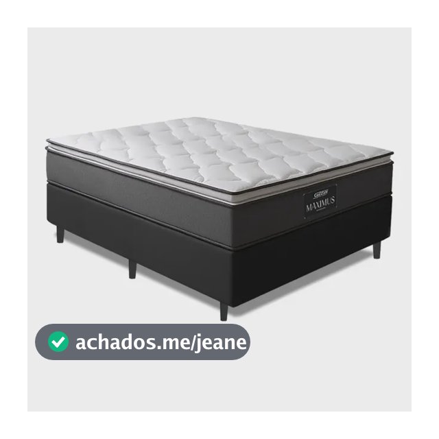 Cama Box Casal Colchão Gazin Molas Ensacadas Pillow Maximus Cinza e Preto 138x188x62cm