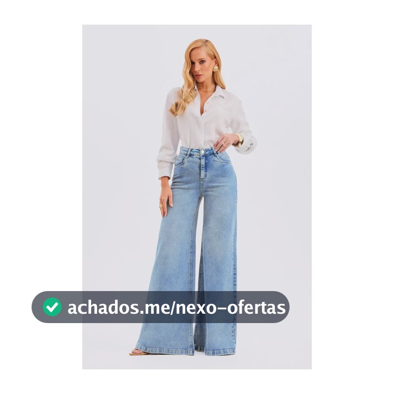Calça Jeans Pantalona Basic Cós Super Alto Clara Modab Jeans Claro 40 Regular