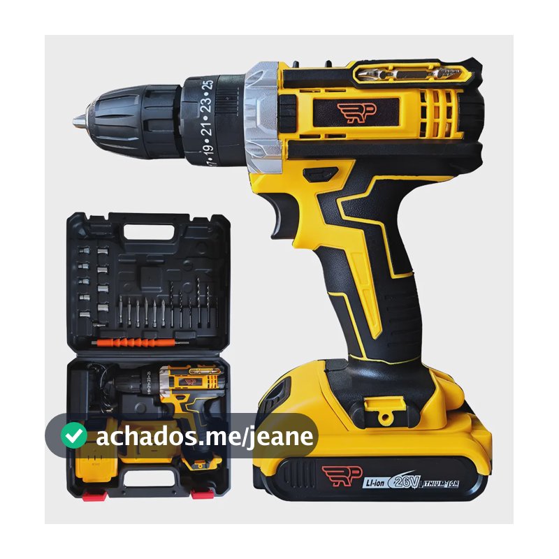 Furadeira Parafusadeira Profissional 21v Sem Fio 2 Baterias Amarelo 127/220v 50/60hz