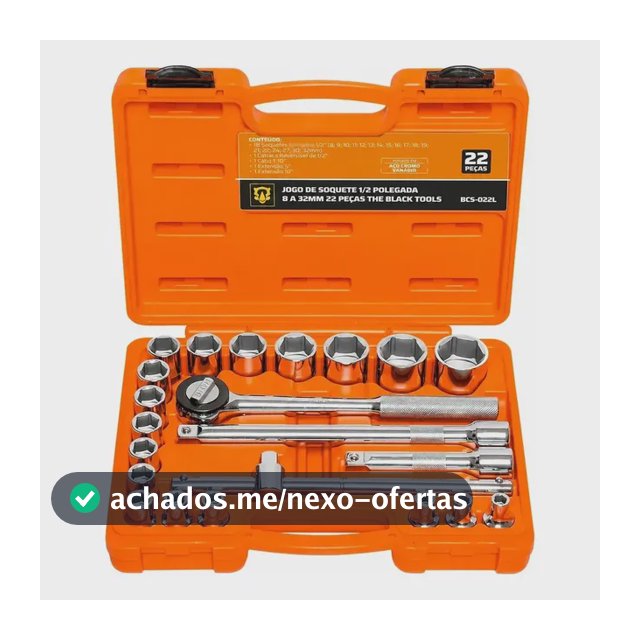 Jogo Kit de Ferramentas Manuais Chave Catraca 1/2 8 a 32mm Cromo Vanádio BCS022L The Black Tools