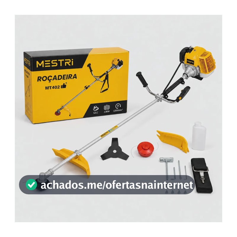 Roçadeira A Gasolina 52cc Lateral 4 Em 1 Capacidade De 1200ml 1450w Com Acessórios Mestri M-402