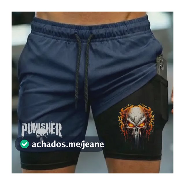 Short Dry Fit Masculino 2 Em 1 Compressão Treino Estampado