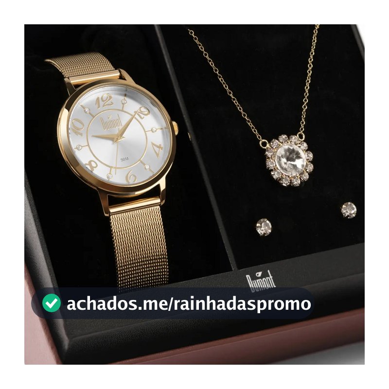 Kit Relógio Dourado Feminino Dumont - Du2035mom/k4k Fundo Prata