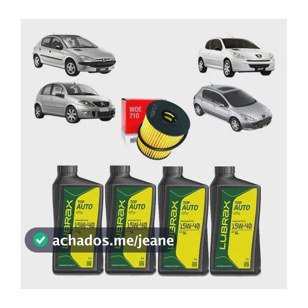 Kit Troca Óleo Lubrax Peugeot 206 207 307 1.4 1.6 16v