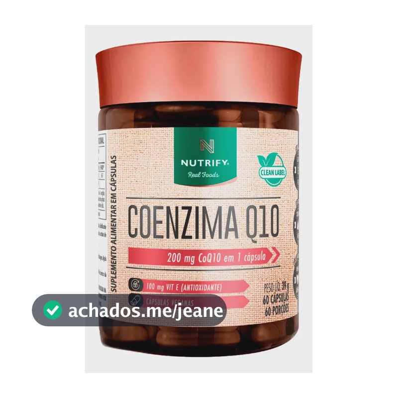 Coenzima Q10 Nutrify Vegan 200 mg 60 Cápsulas Sem Sabor Sem Glúten e Sem Lactose