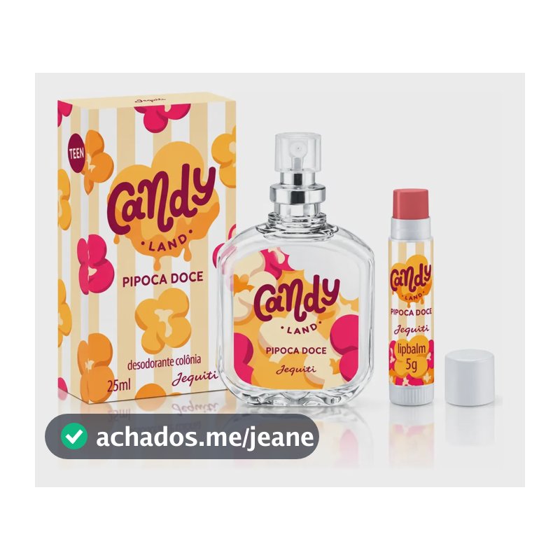 Kit Candy Land Pipoca Doce Jequiti  Colônia 25ml + Lip Balm