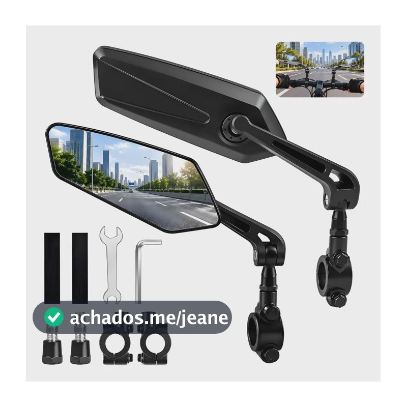 Pacote De 2 Espelhos Para Bicicleta, Scooter, Motocicleta Preto