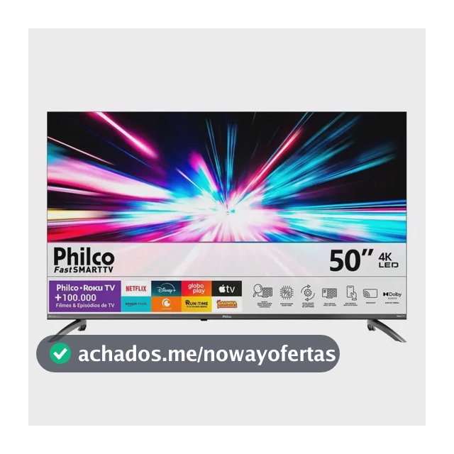 Smart TV Philco 50" Polegadas 4K UHD Roku TV HDR10 Dolby Audio WiFi P50CRB