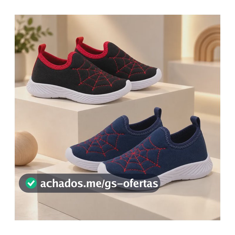 Kit 2 Tênis Infantil Calce Fácil Menino Sola Antiderrapante Preto/marinho 27