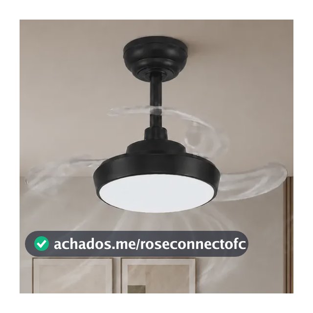 Ventilador De Teto Led Retrátil 48w Multicor 6 Velocidades 72 Cm 50 Hz/60 Hz Preto 127/220v Transparente Abs 3