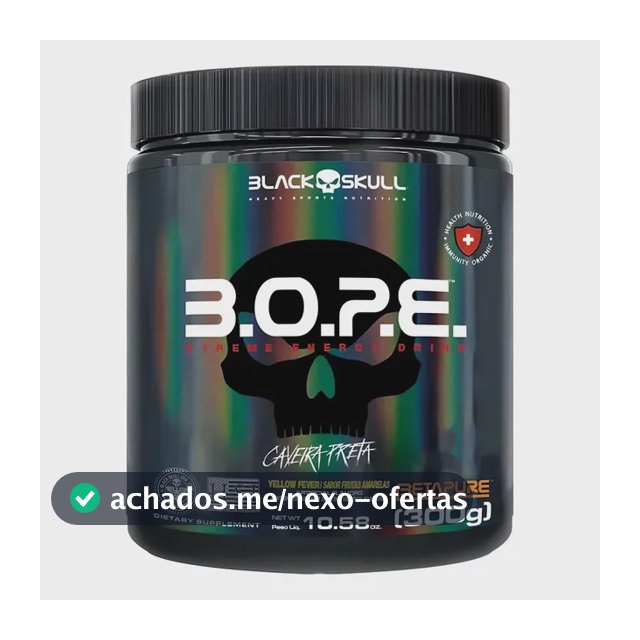 Pré-Treino B.O.P.E. Black Skull em Pó, 300g Sabor Frutas Amarelas