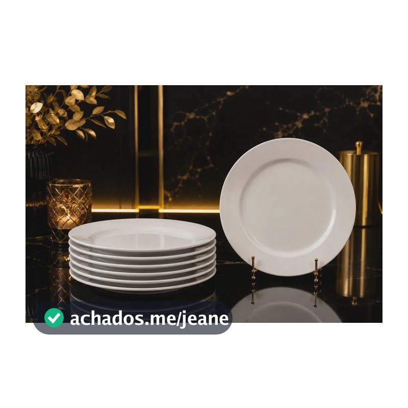 Jogo 6 Pratos Fundo Opaline Vidro Egípcio Branco Duralex Restaurante Buffet Almoço Janta Seneb