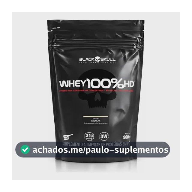 Proteína Black Skull Whey 100% HD em pó sabor Baunilha x 900g
