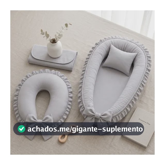 Kit Enxoval Bebê Ninho Redutor Almofada Amamentação Trocador Cinza