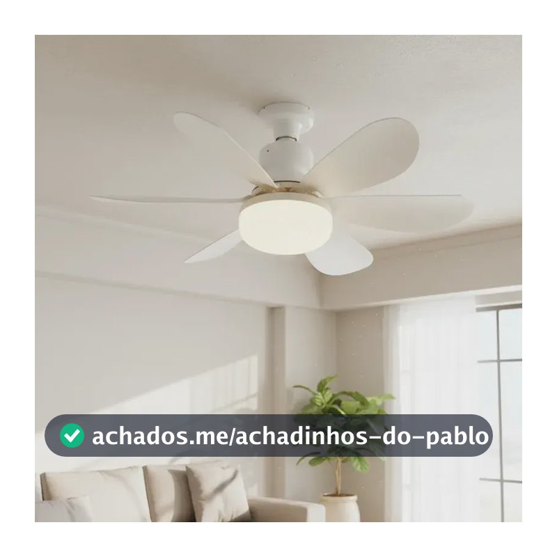 Lâmpada Ventilador De Teto  Hélices Controle Remoto Luz Mudo Branco 127/220v Plástico 5