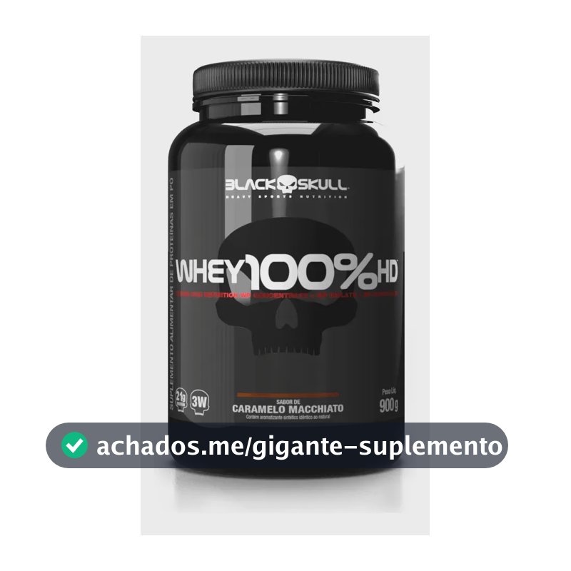 Whey 100% Hd Black Skull - 900g (wpc, Wpi E Wph) Caveira Pre Sabor Caramelo Macchiato